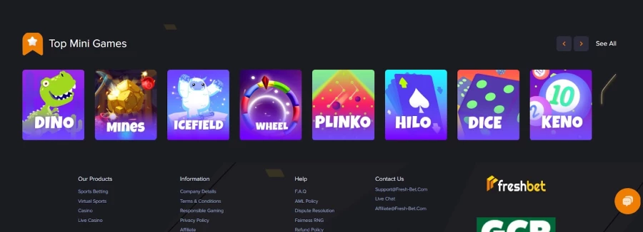 Freshbet Games and Slots